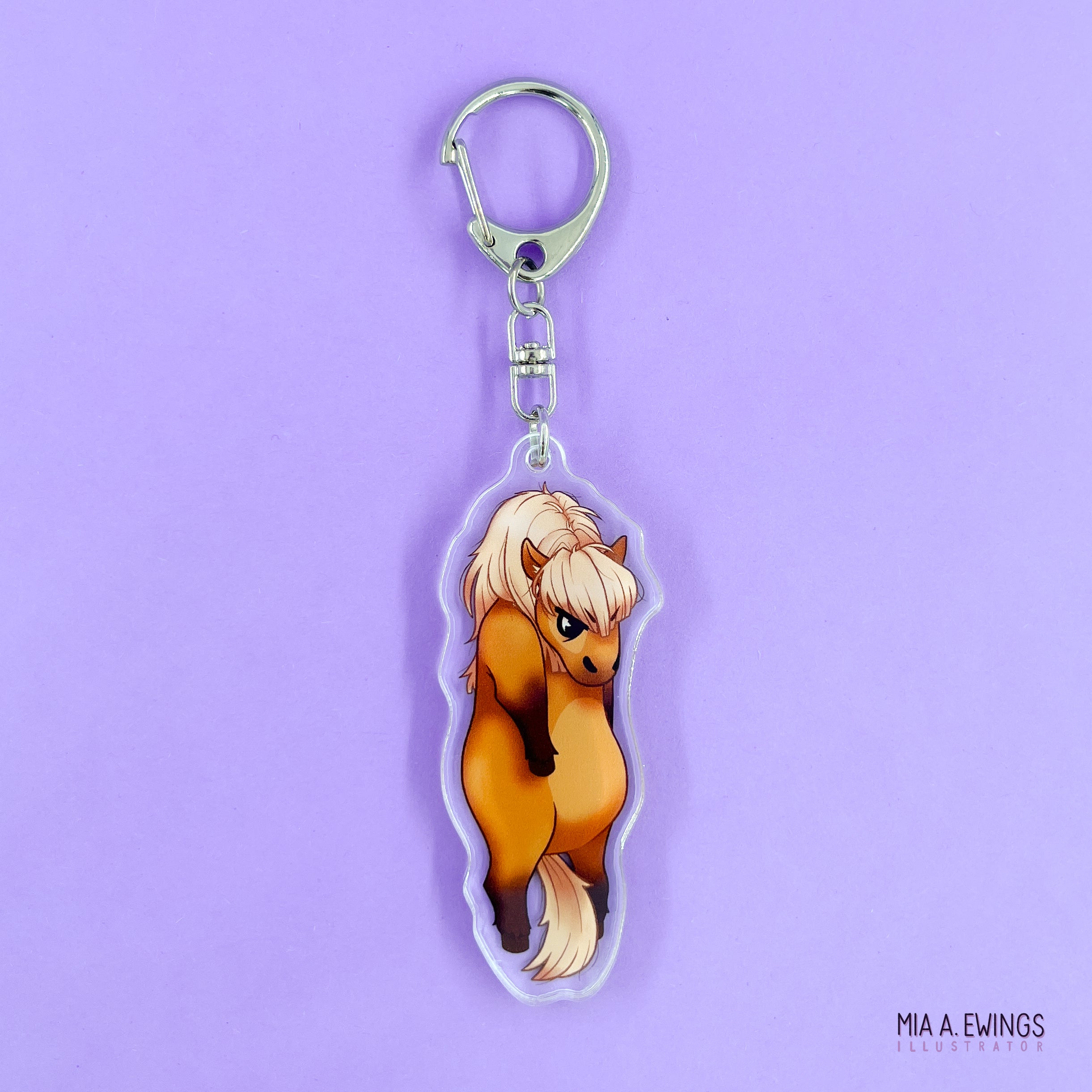 Horse Grumpy Hanging Keychain