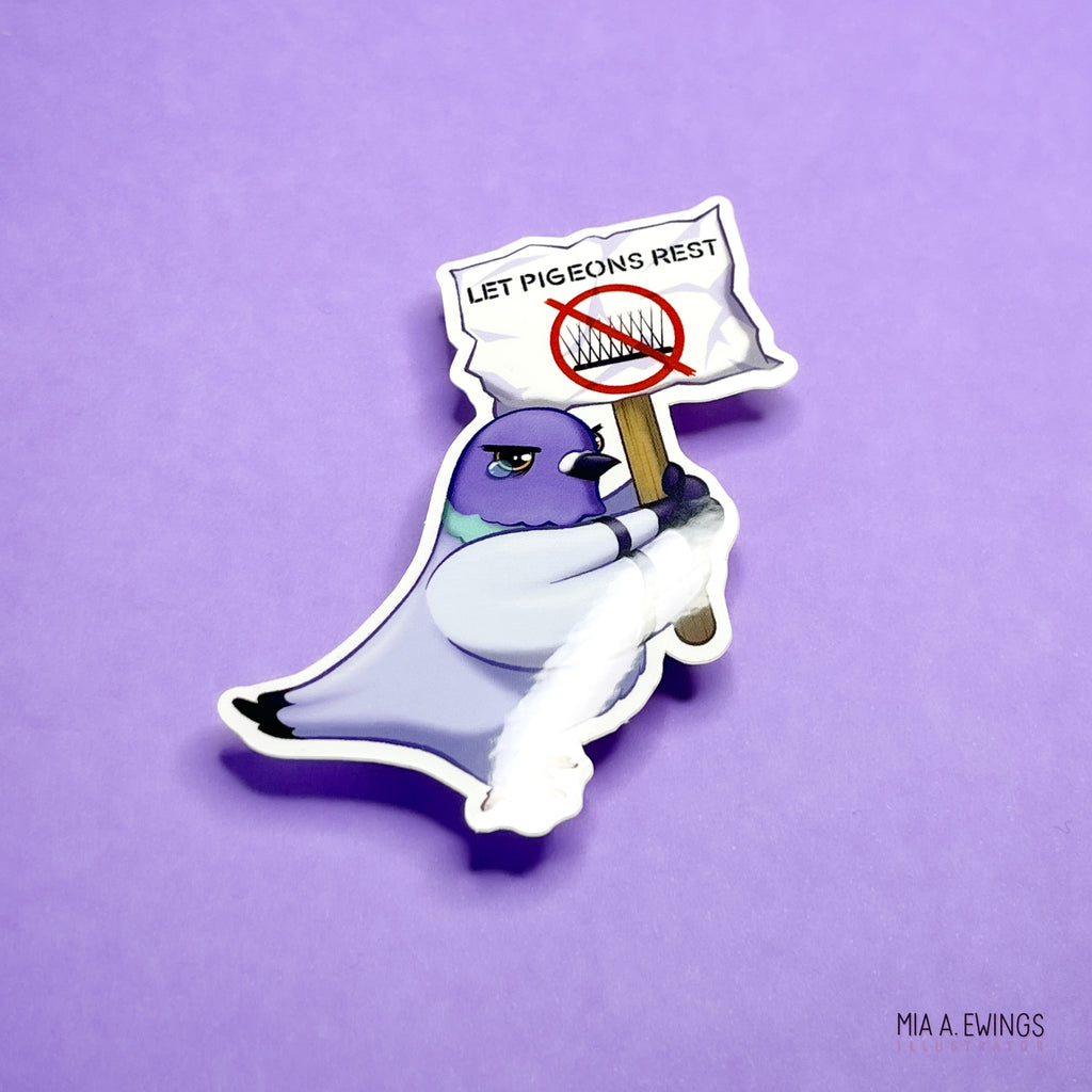 Protesting pigeon sticker