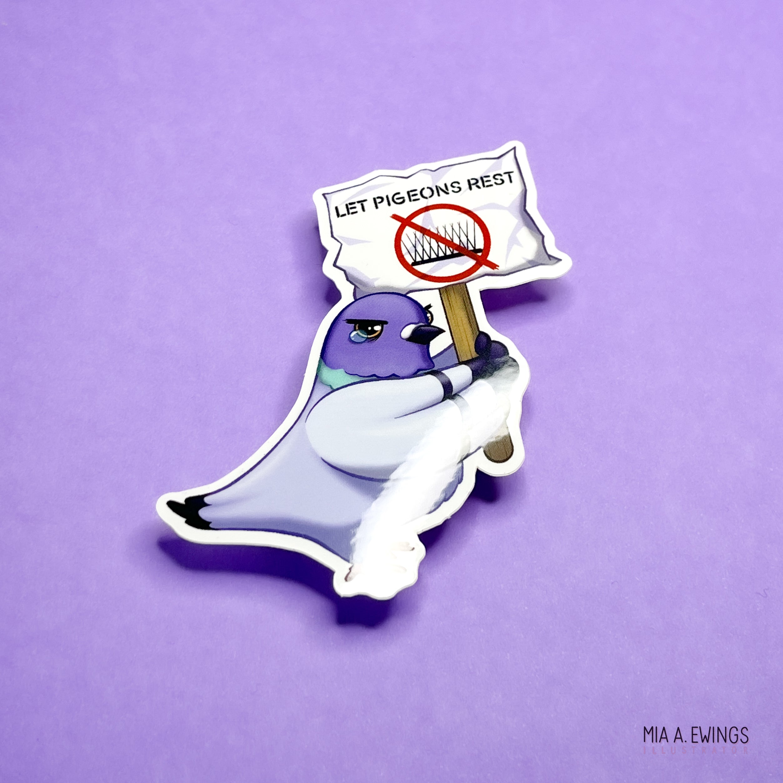 Protesting pigeon sticker