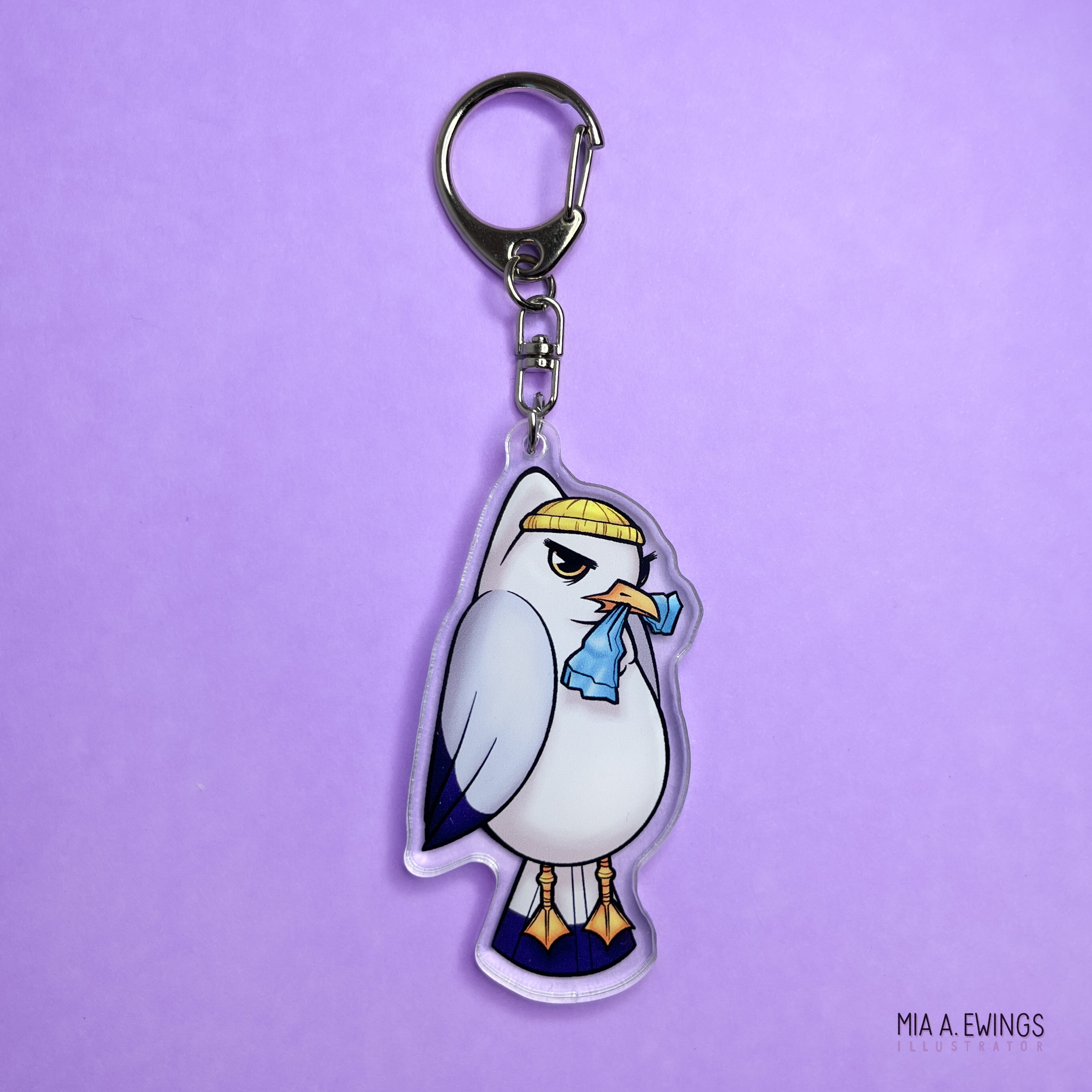Seagull Grumpy Hanging keychain