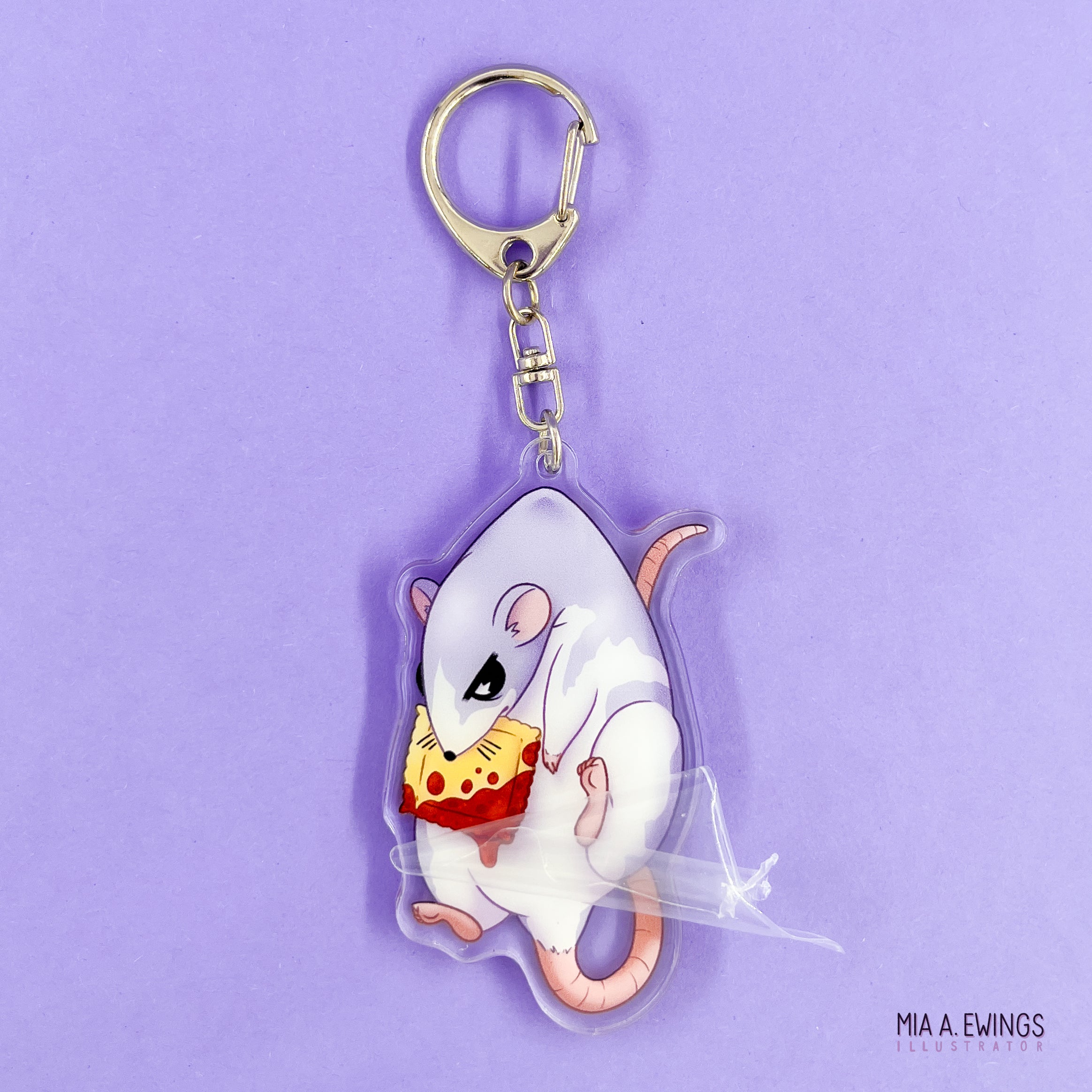 Rat Grumpy Hanging Keychain