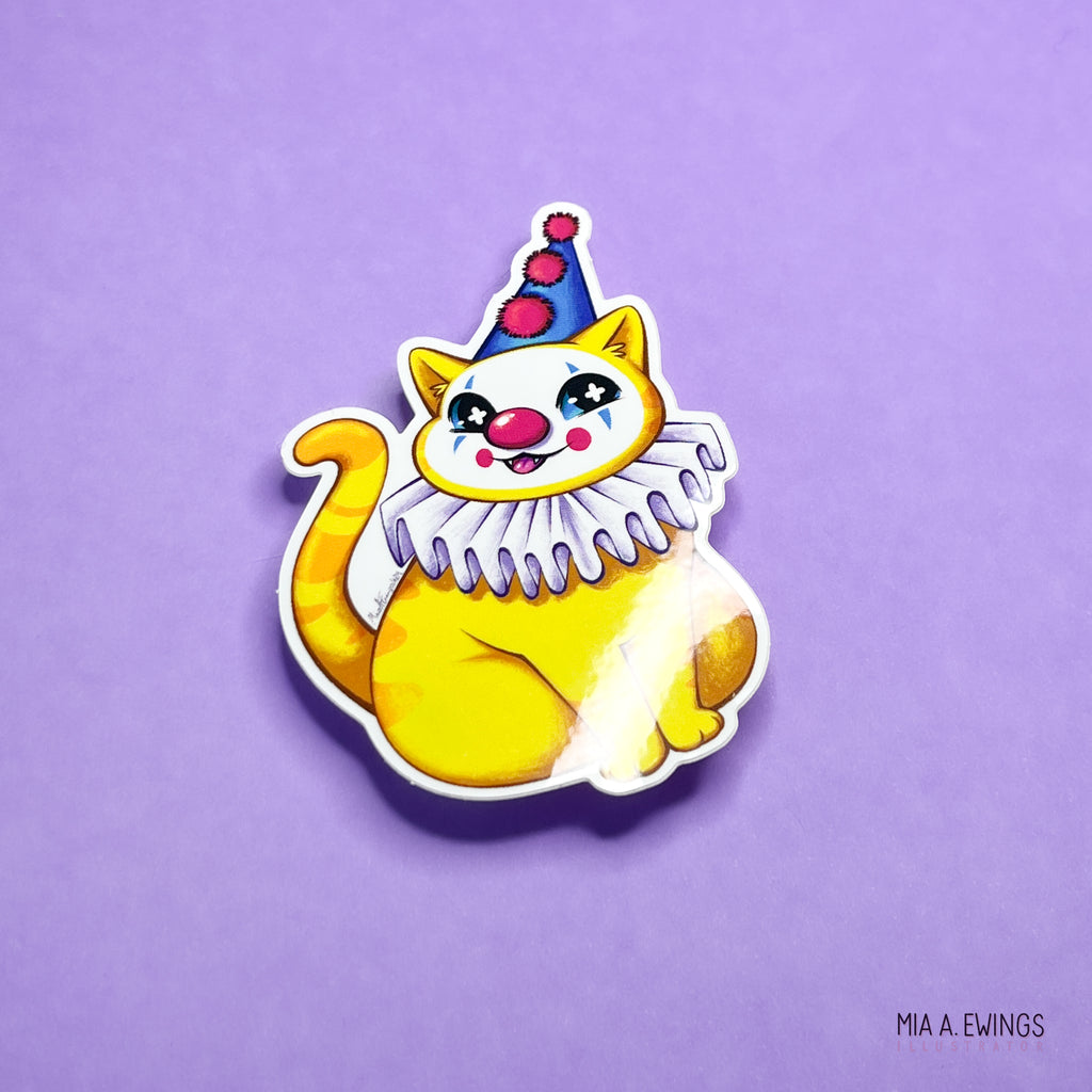 Klistremerke med klovnekatt