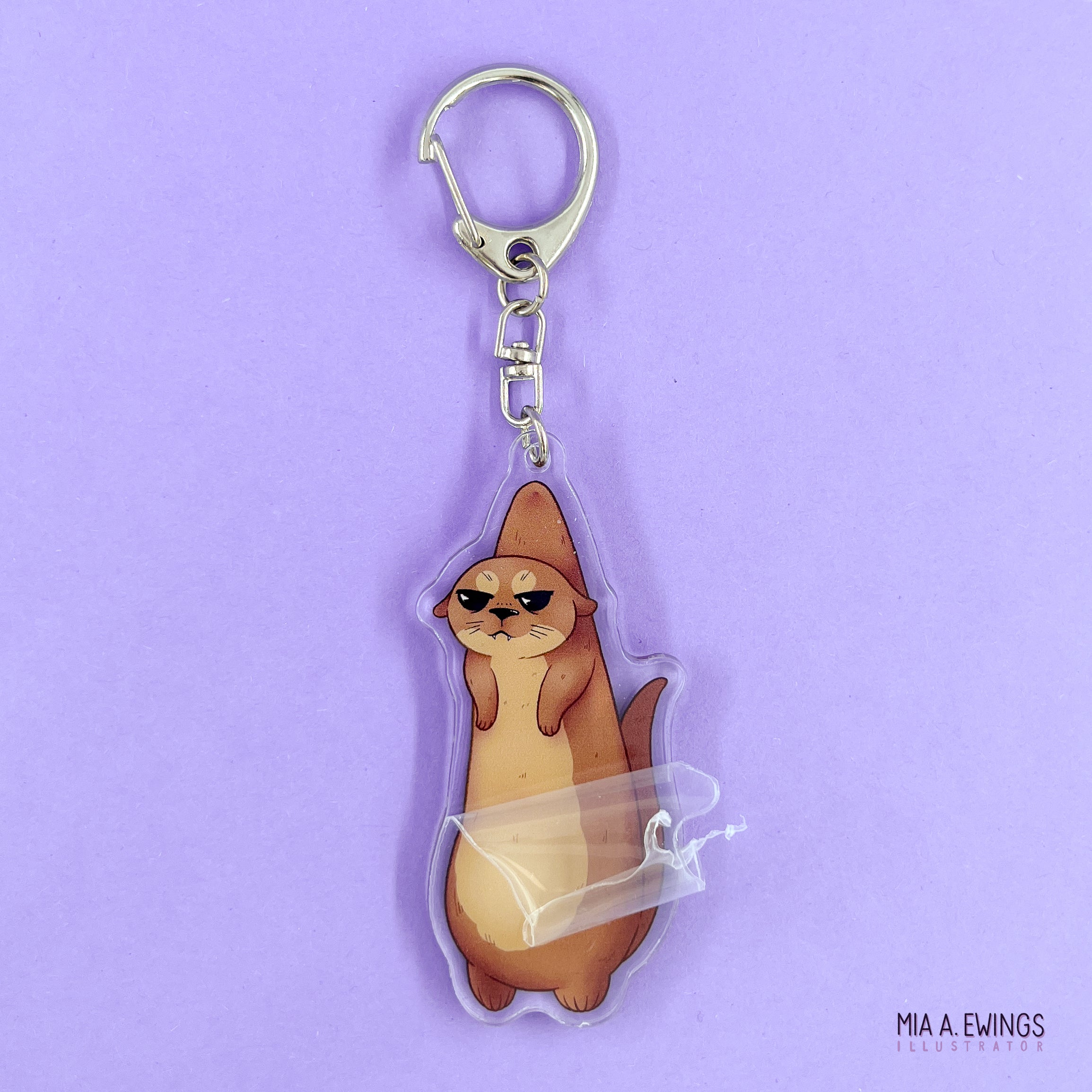 Otter Grumpy Hanging Keychain