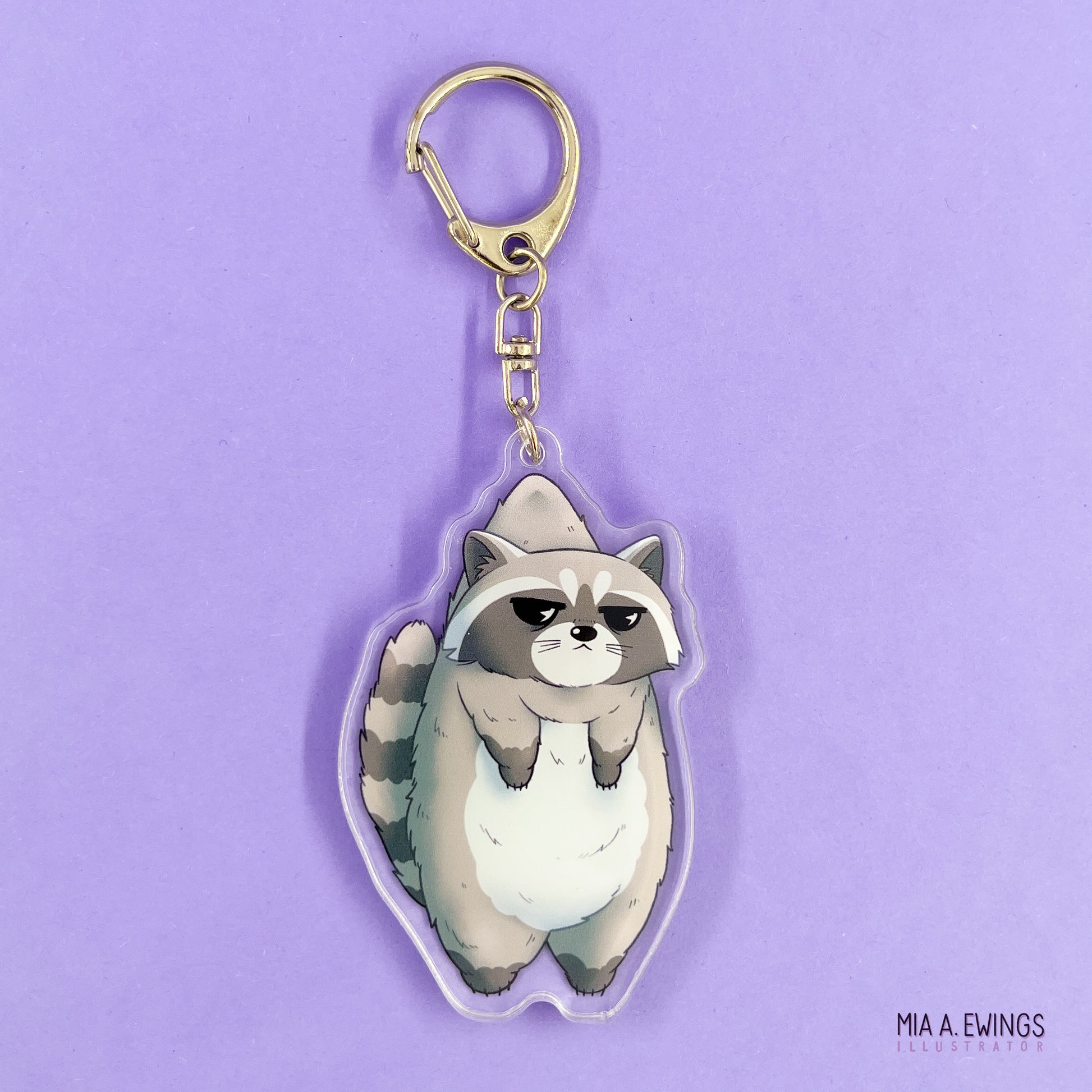 Hanging Raccoon Acrylic Keychain