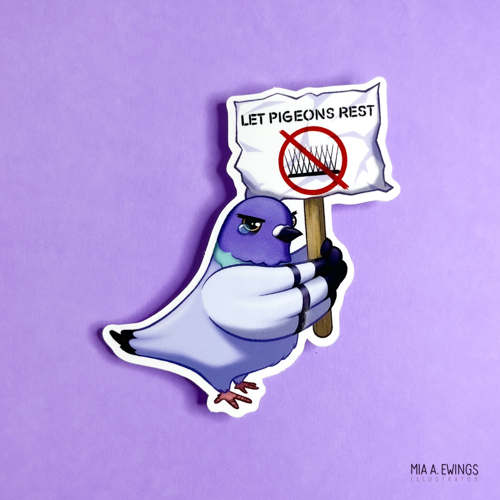 Protesting pigeon sticker