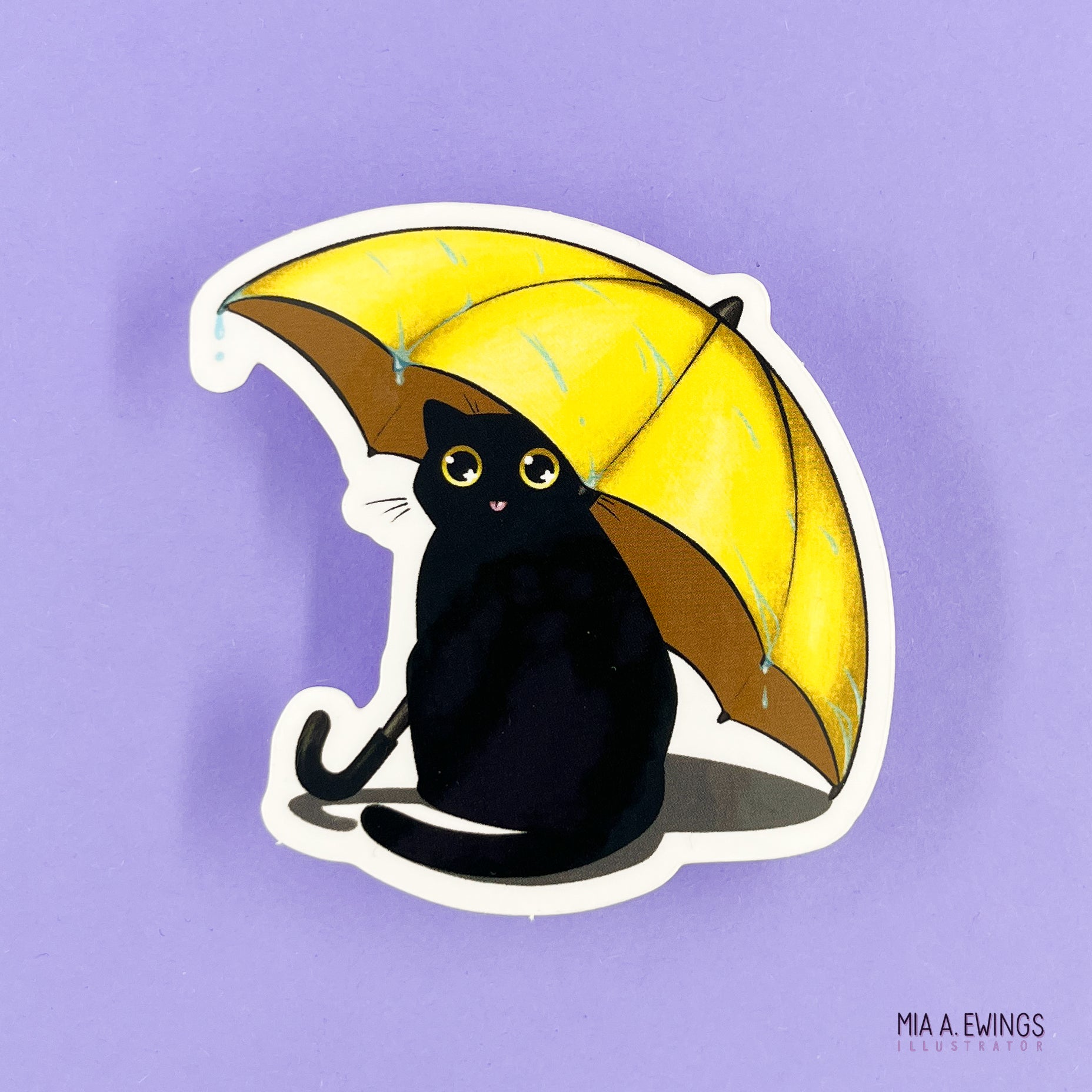 Rain cat sticker
