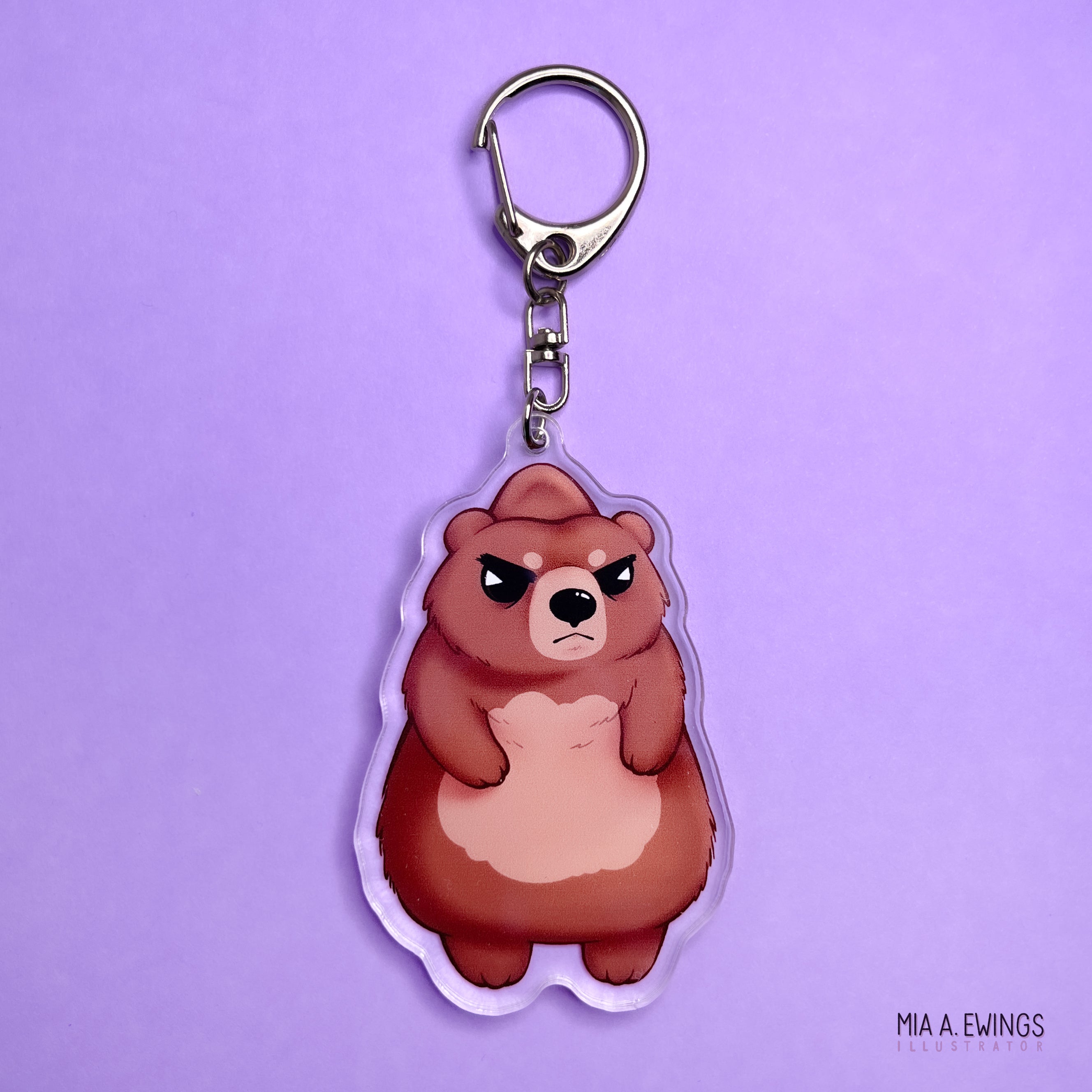 Bear Grumpy Hanging Keychain
