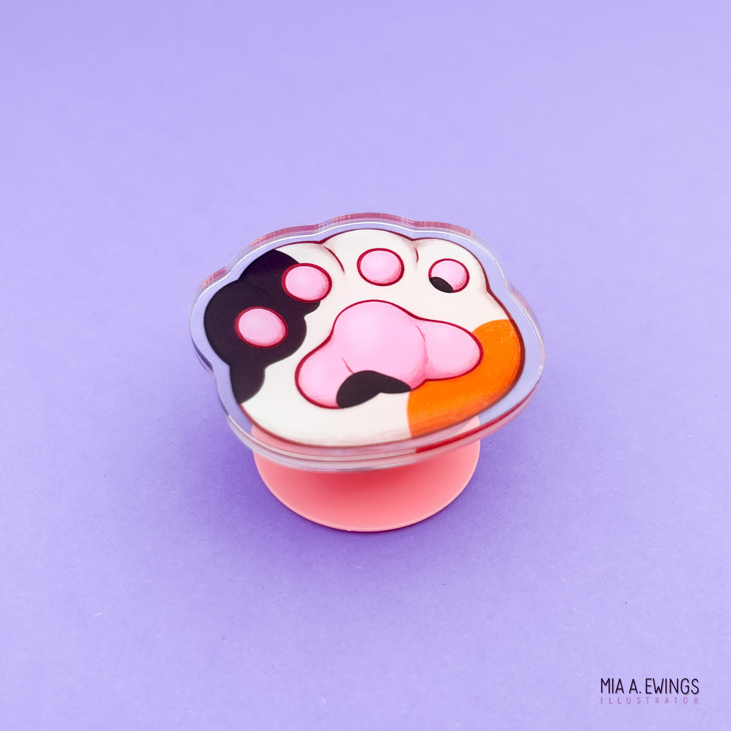 Calico paw phone grip