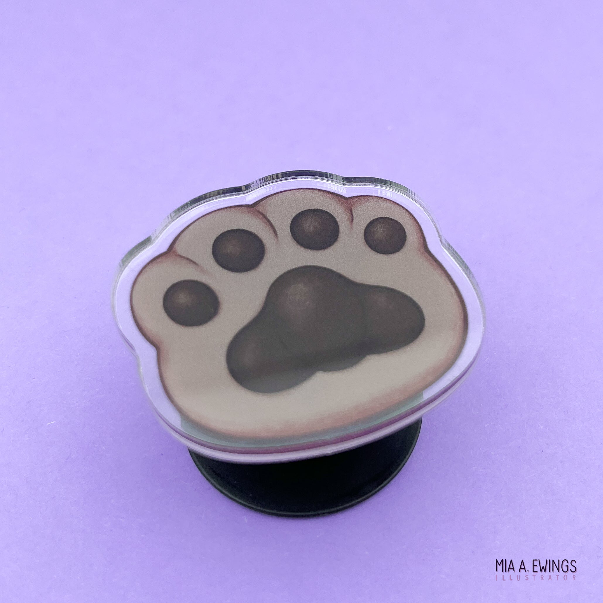 Gray paw phone grip