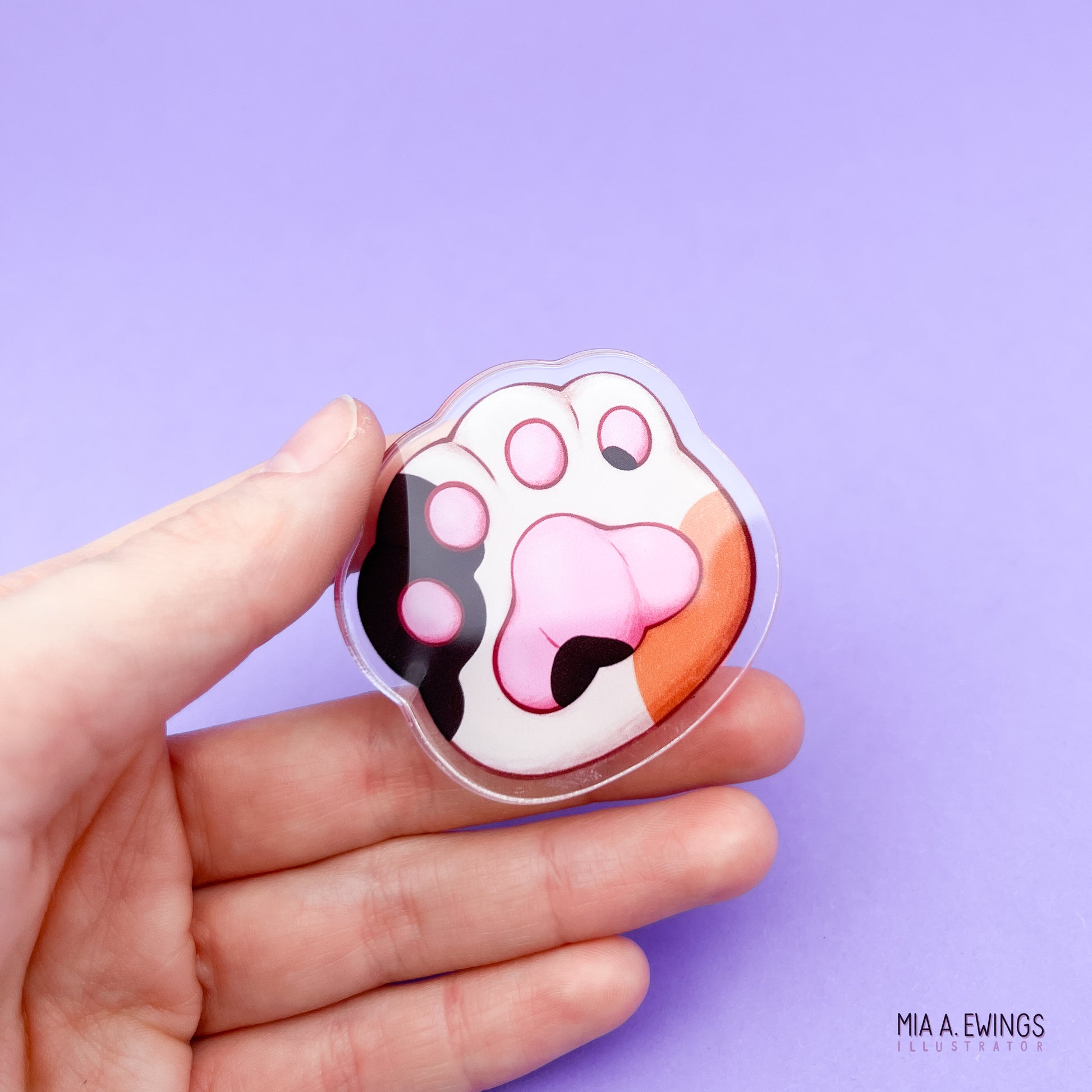 Calico paw phone grip