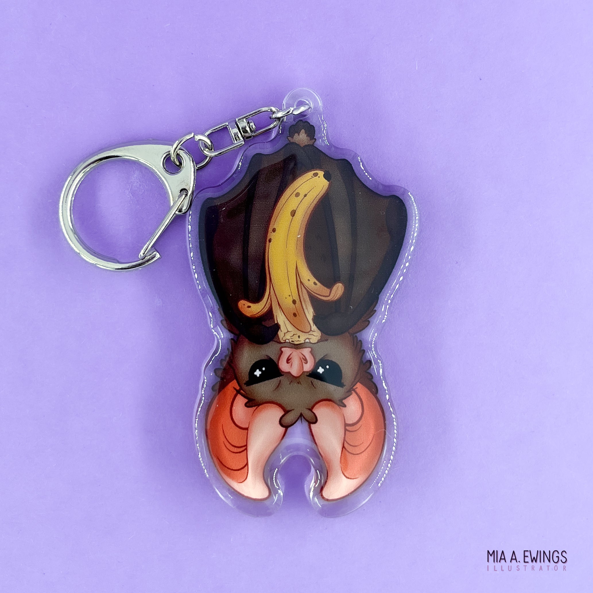 Bat Grumpy Hanging Keychain