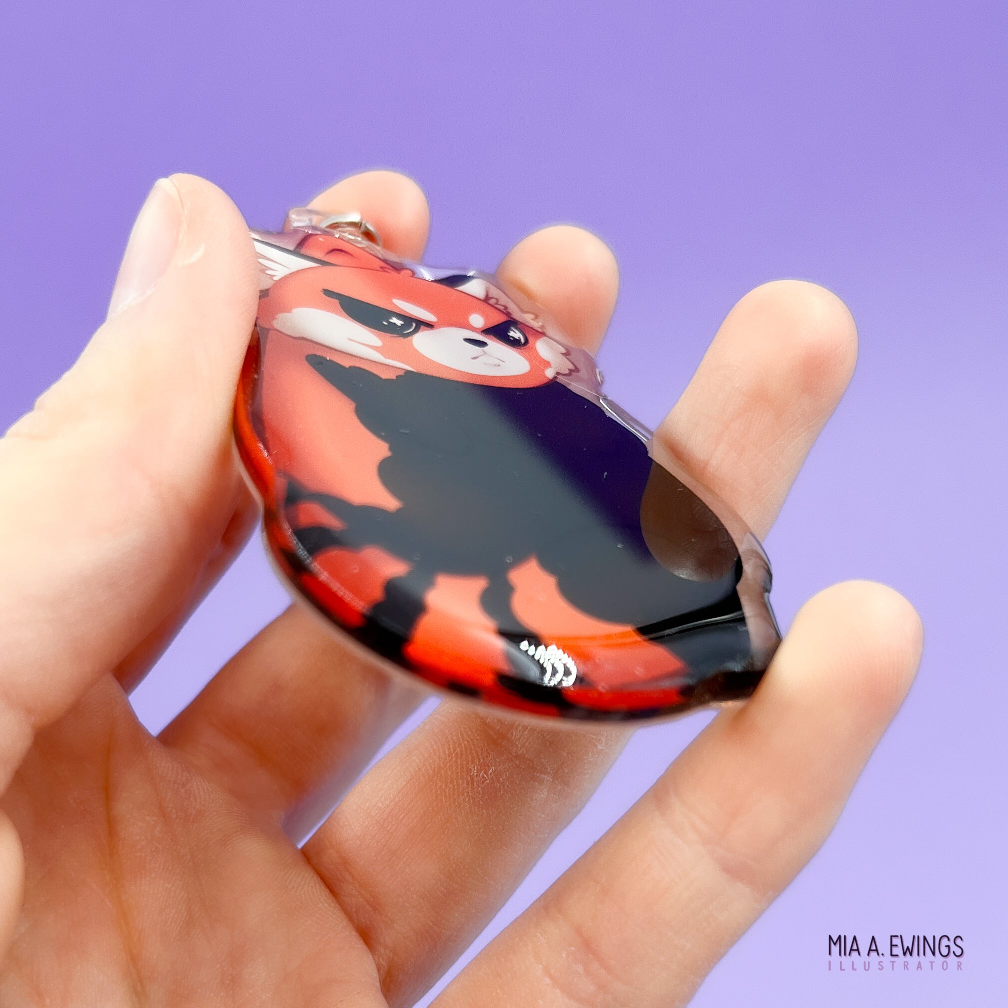 Red Panda Grumpy Hanging Keychain