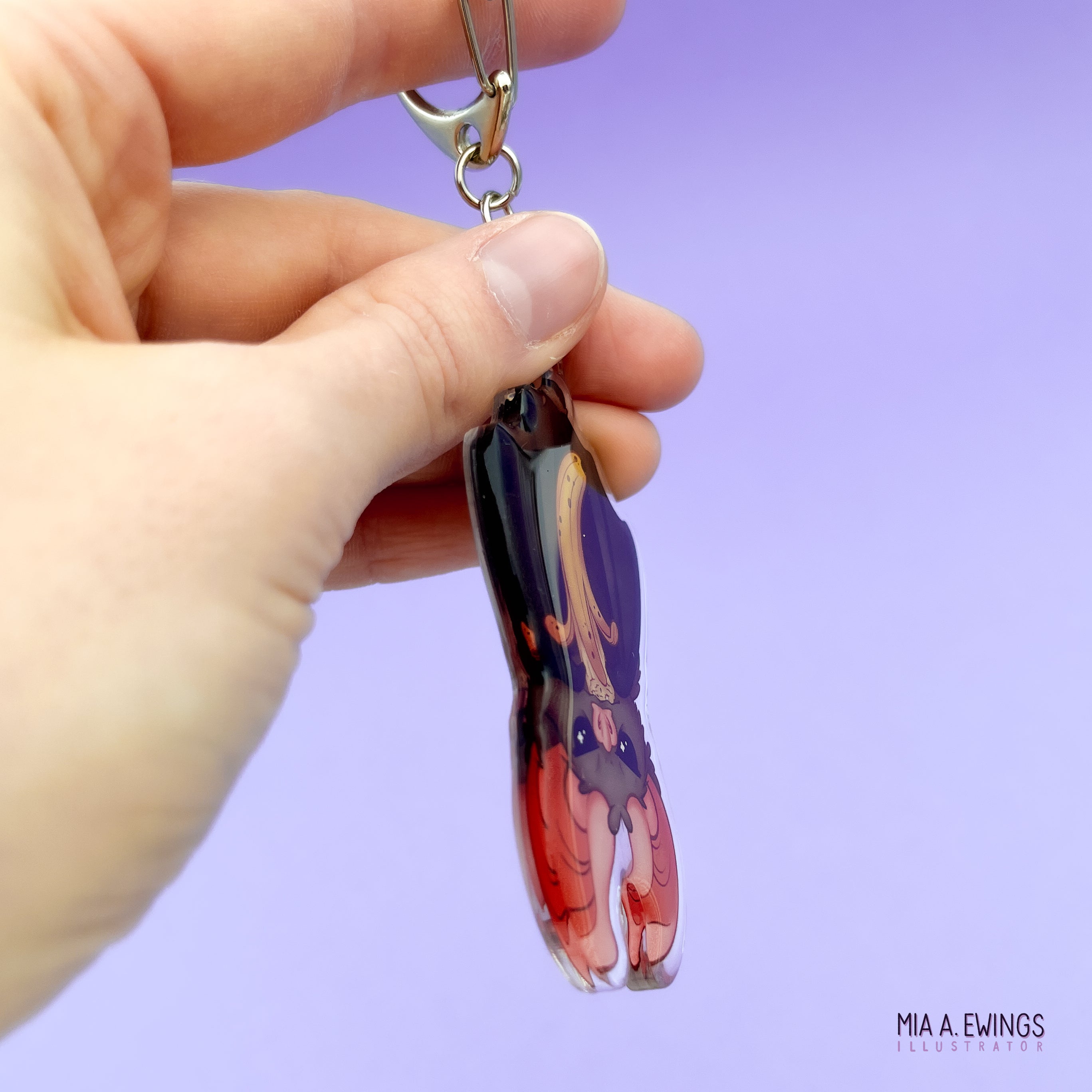 Bat Grumpy Hanging Keychain