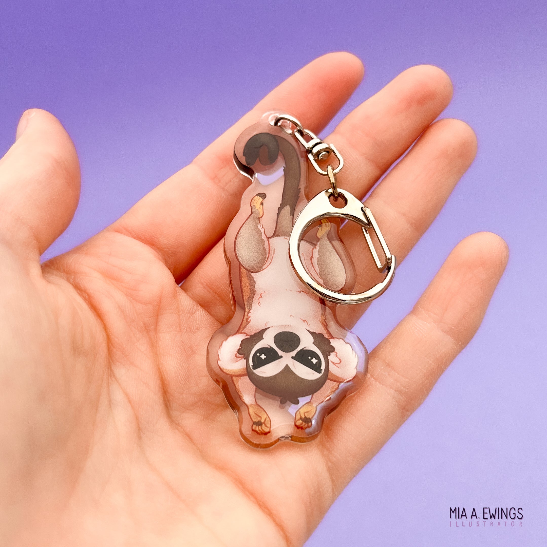 Spider Monkey Grumpy Hanging Keychain