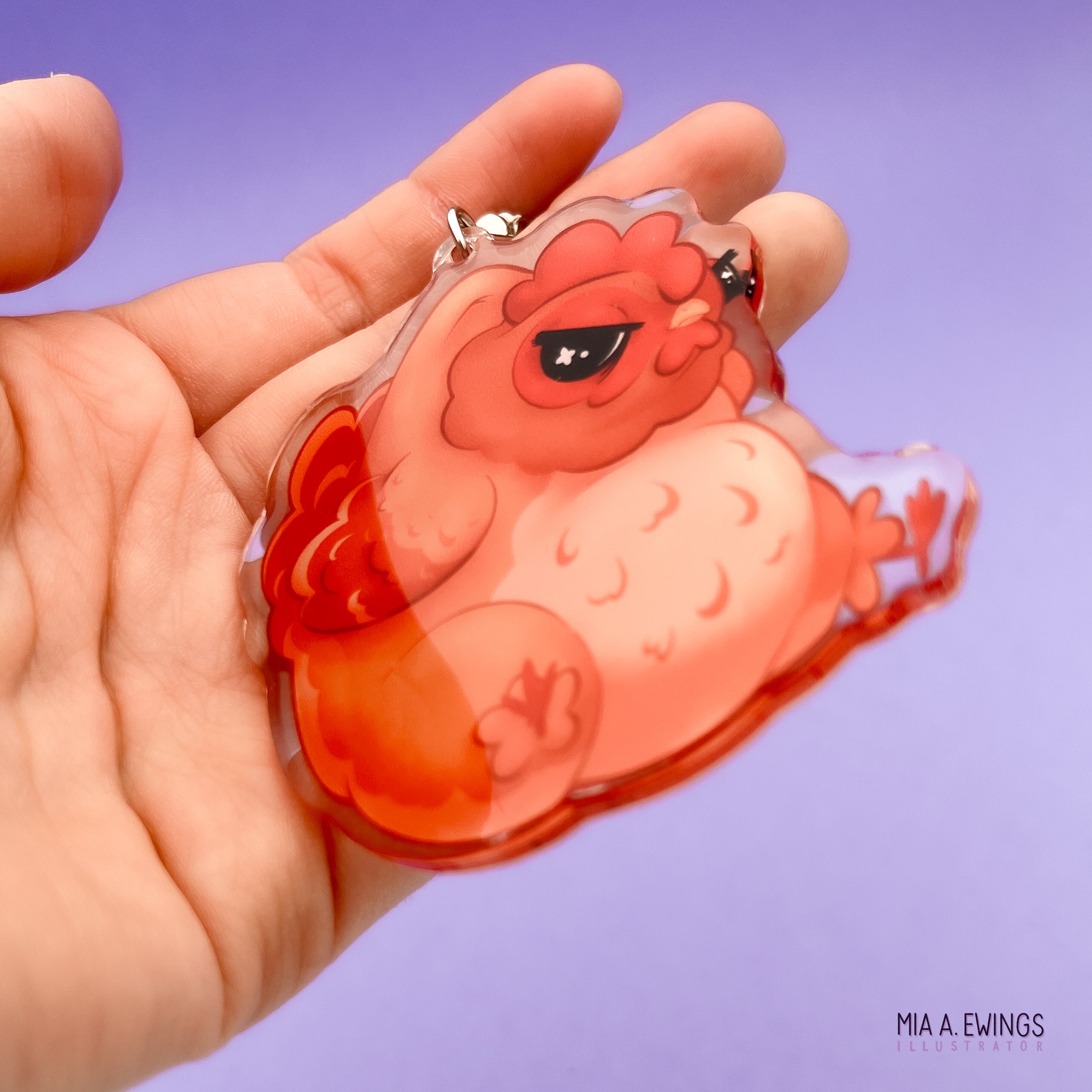 Chicken Grumpy Hanging Keychain