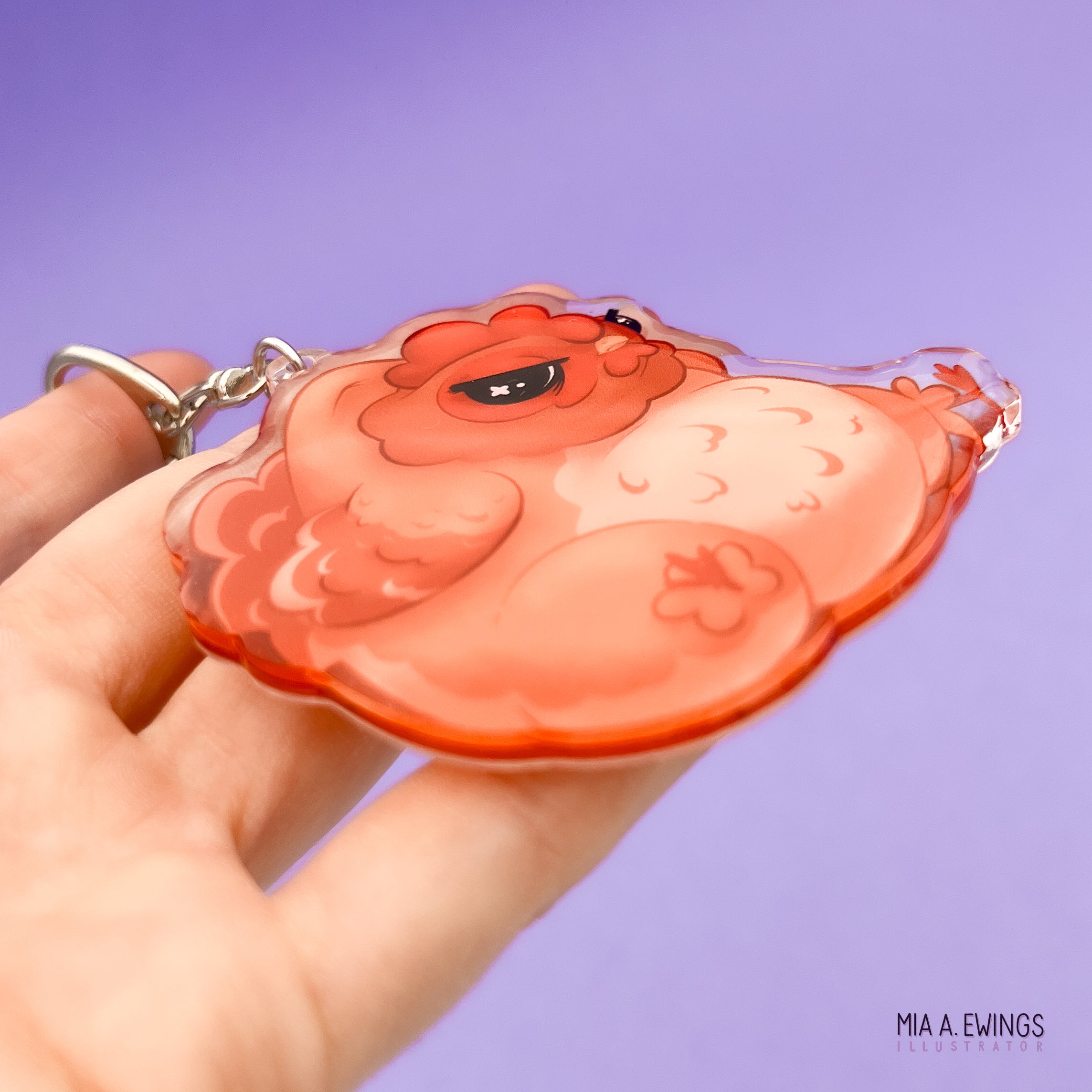 Chicken Grumpy Hanging Keychain