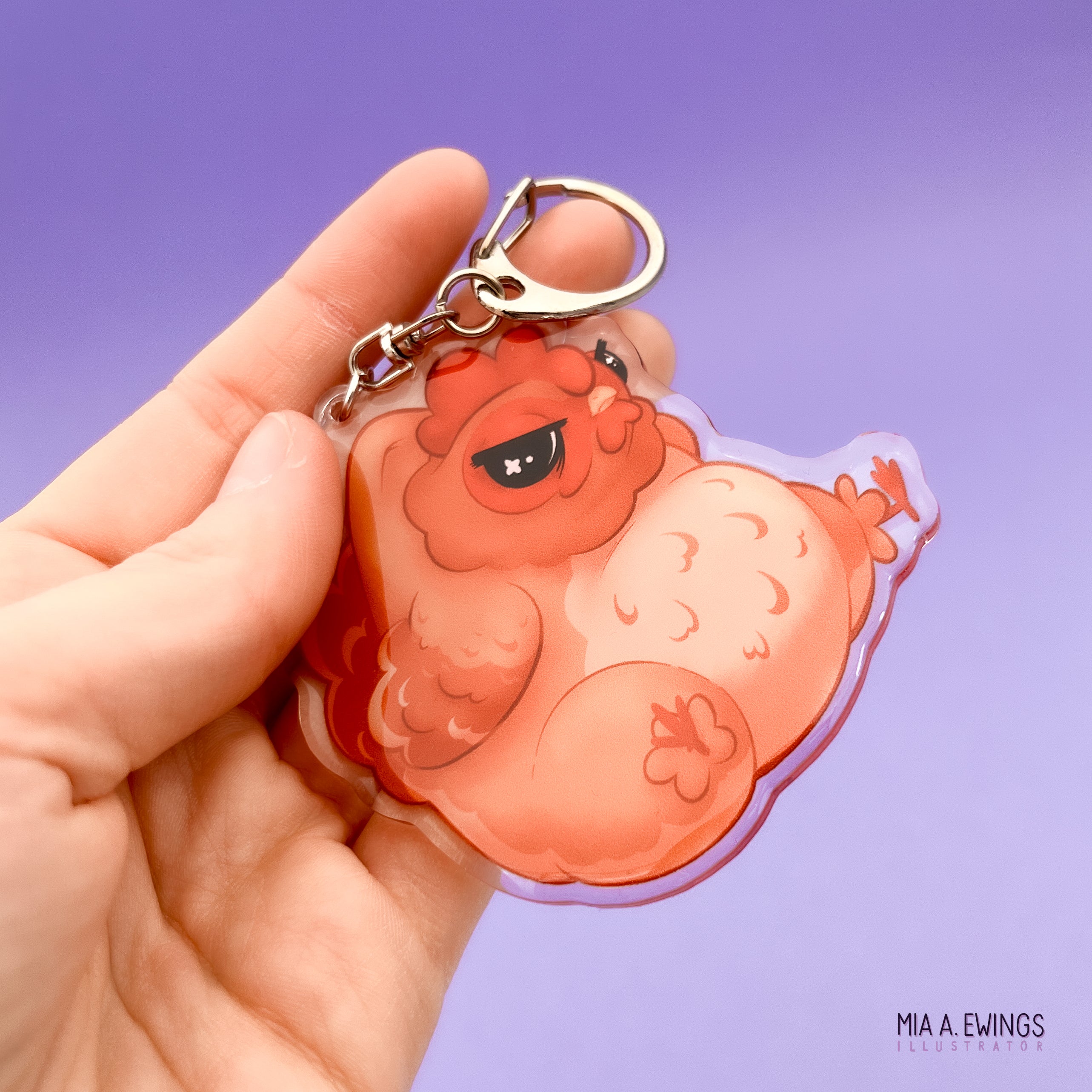 Chicken Grumpy Hanging Keychain