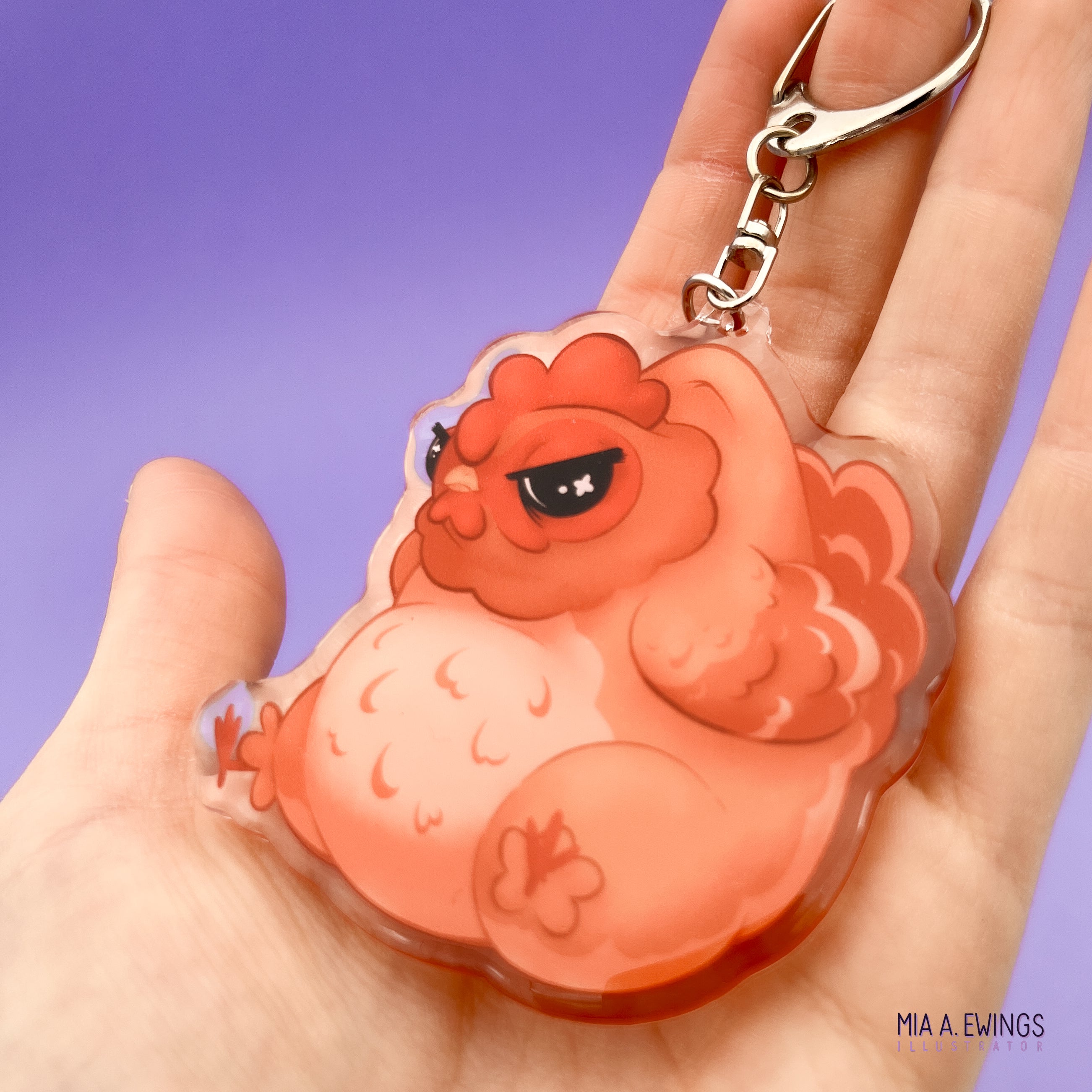 Chicken Grumpy Hanging Keychain