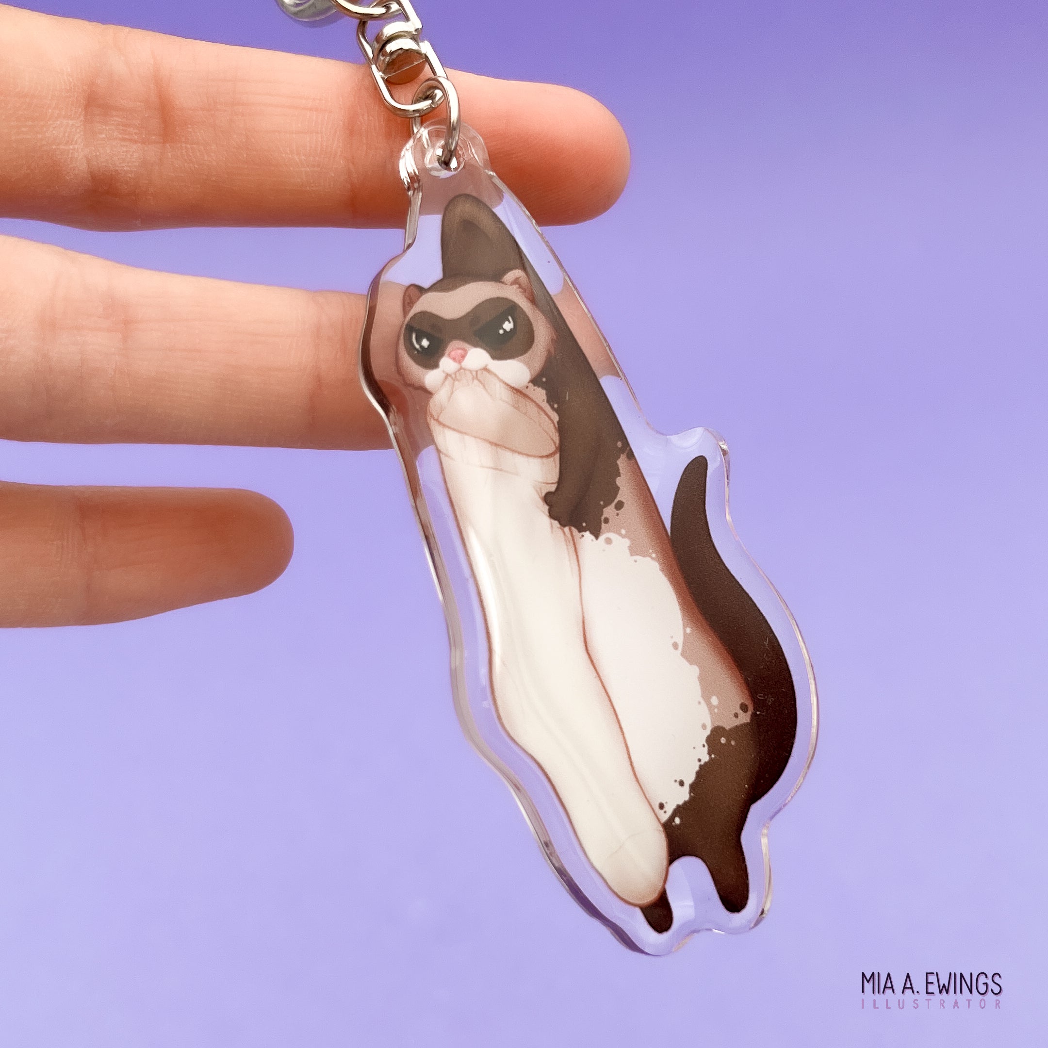 Ferret Grumpy Hanging Keychain