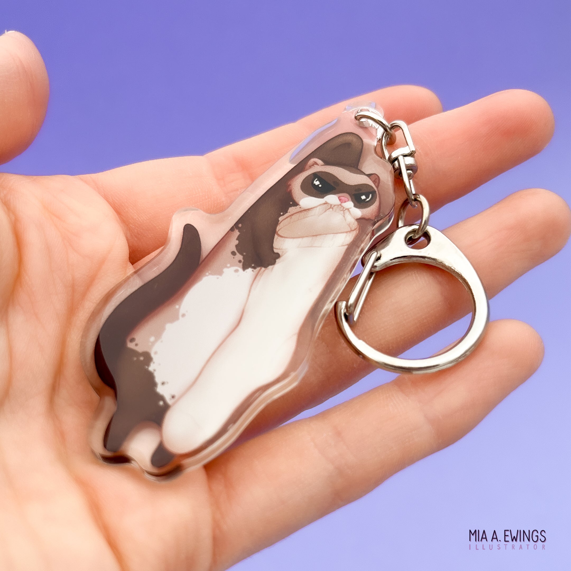 Ferret Grumpy Hanging Keychain