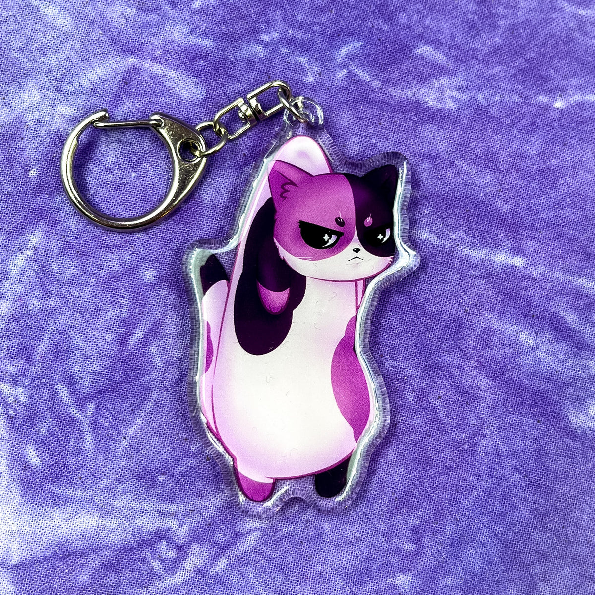 Mascot Cat Grumpy Hanging Keychain