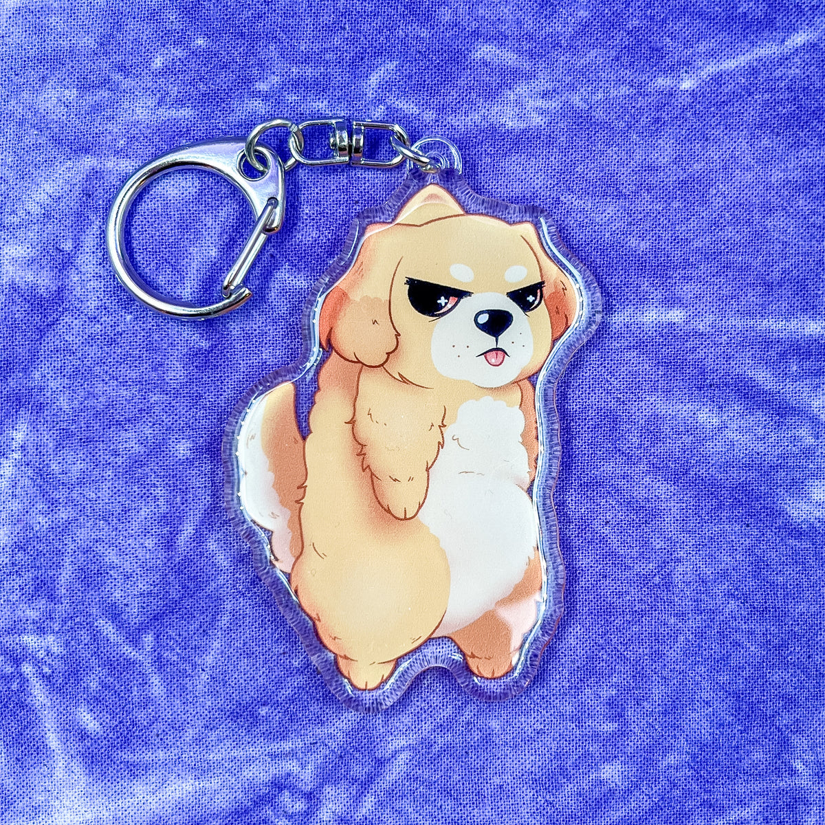 Dog Grumpy Hanging Keychain
