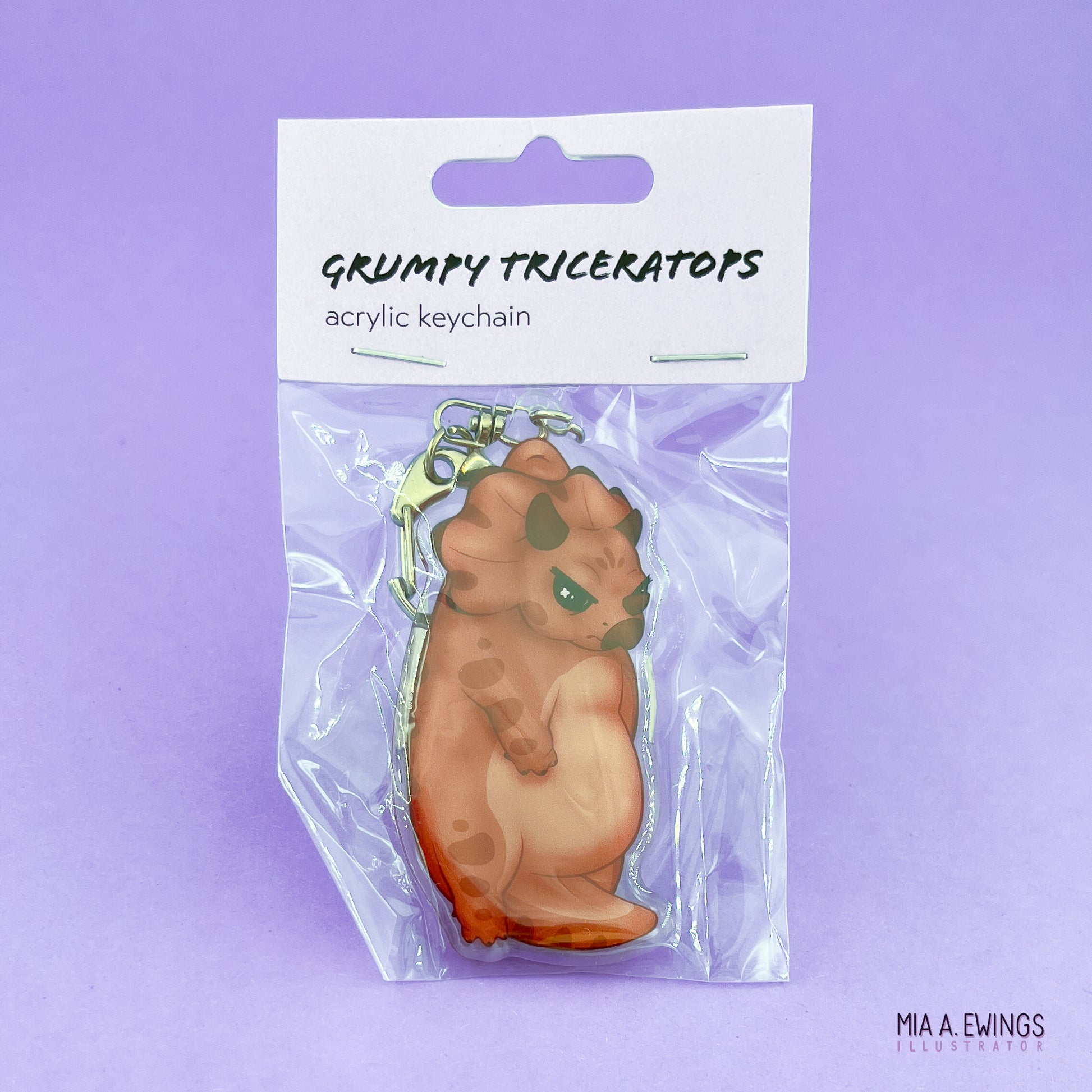 Hanging Triceratops Acrylic Keychain