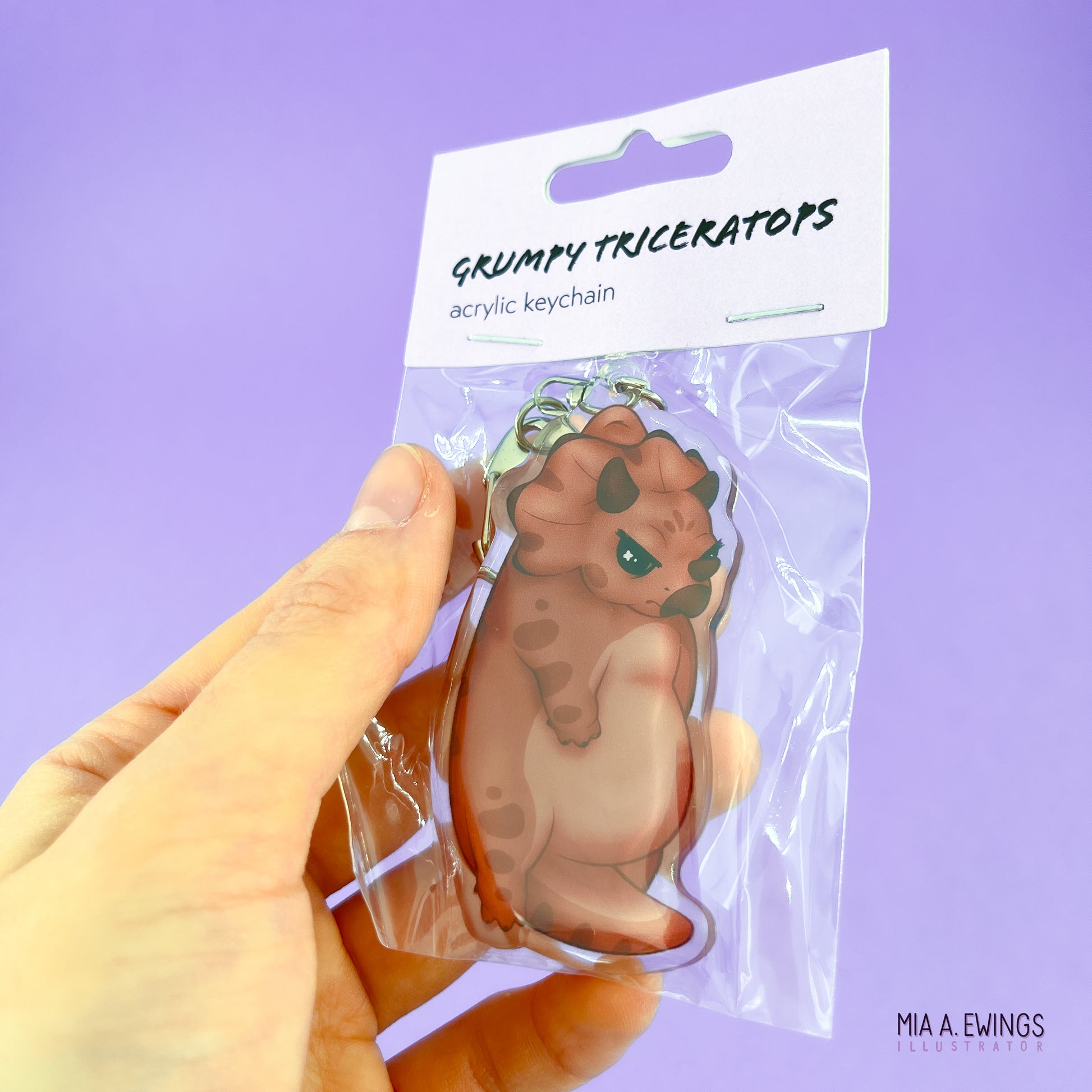 Hanging Triceratops Acrylic Keychain