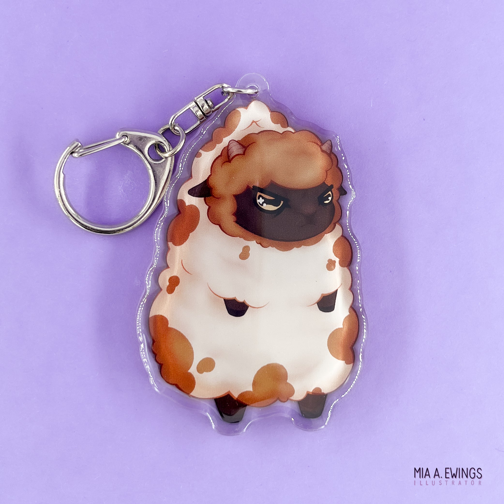 Sheep Grumpy Hanging Keychain