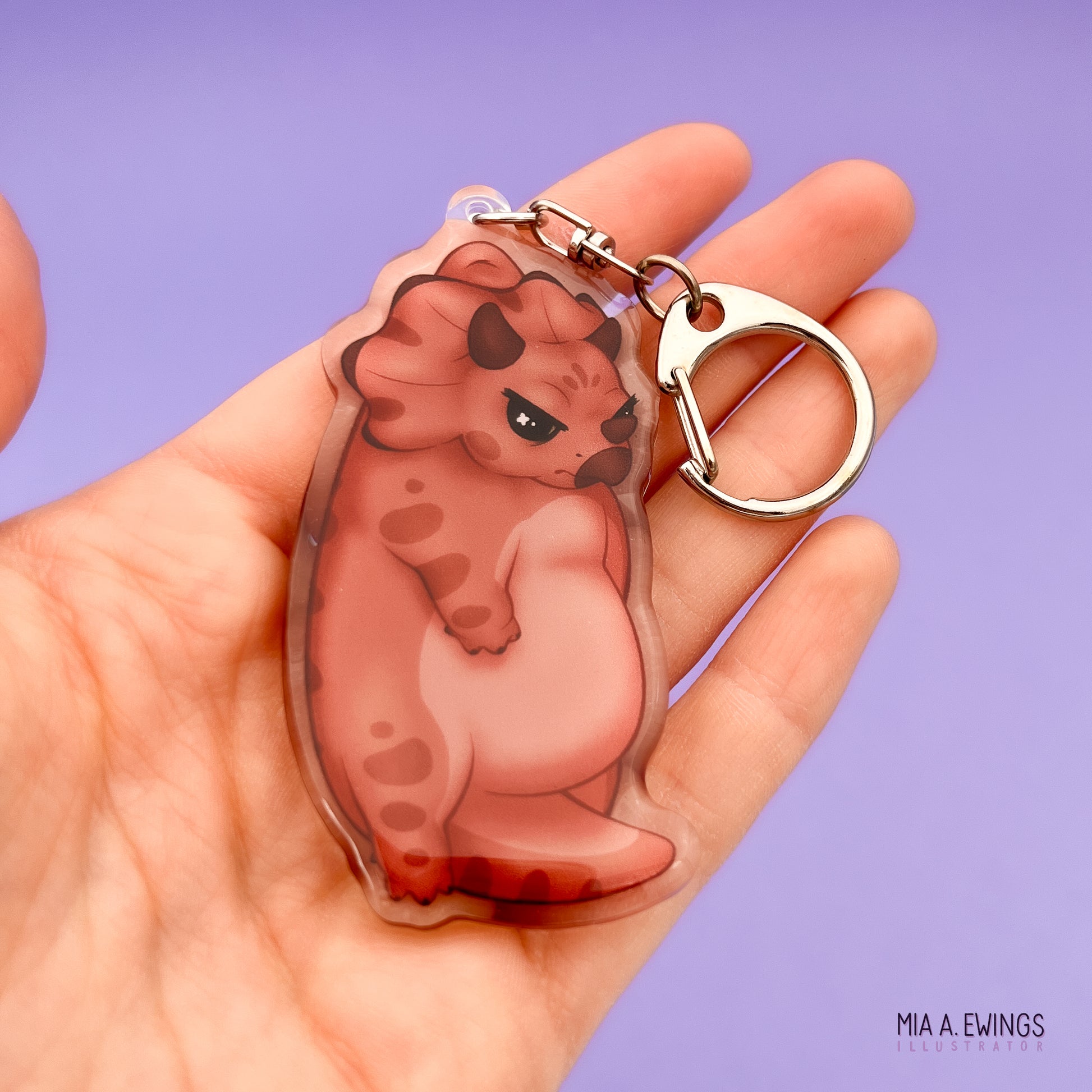Hanging Triceratops Acrylic Keychain