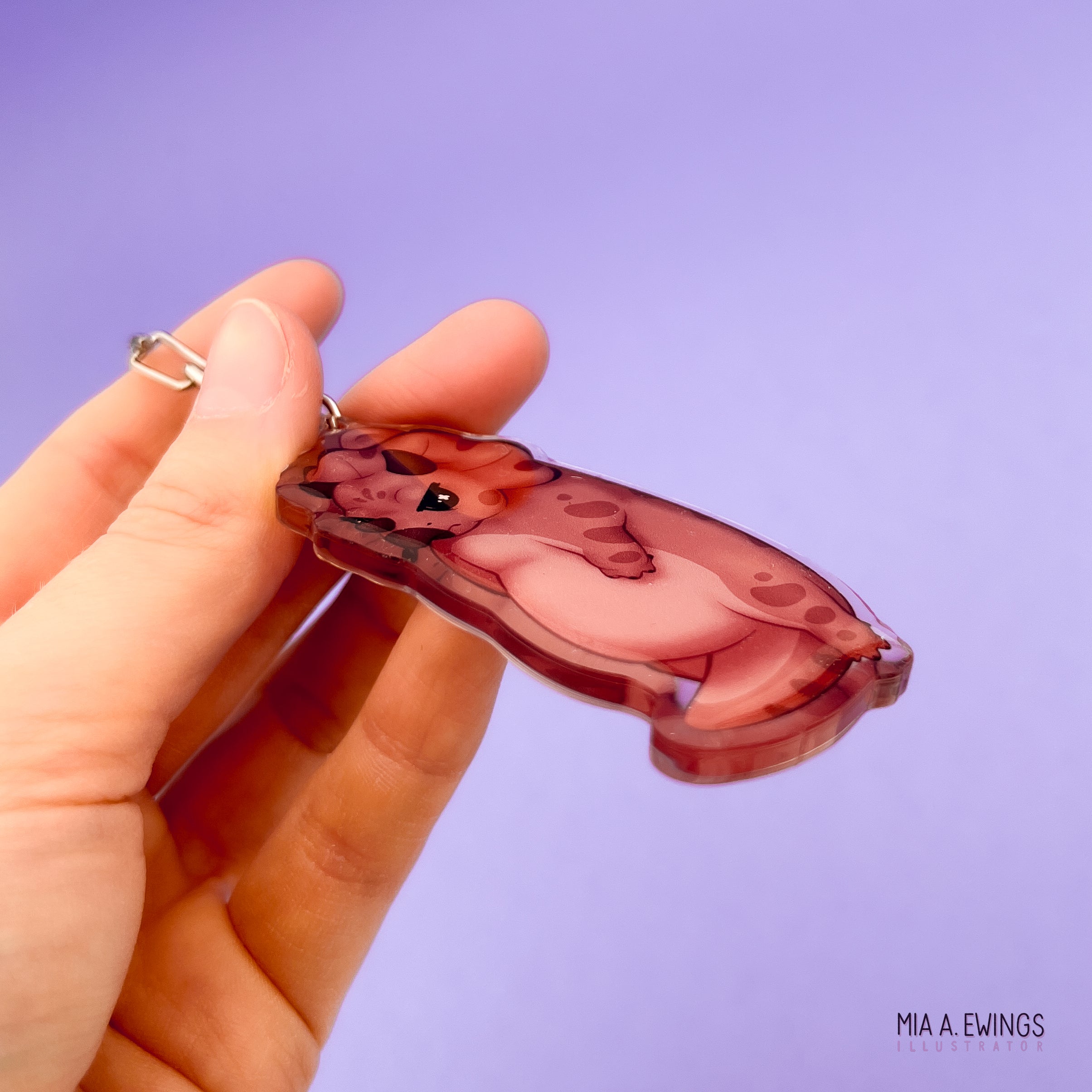 Triceratops Grumpy Hanging Keychain