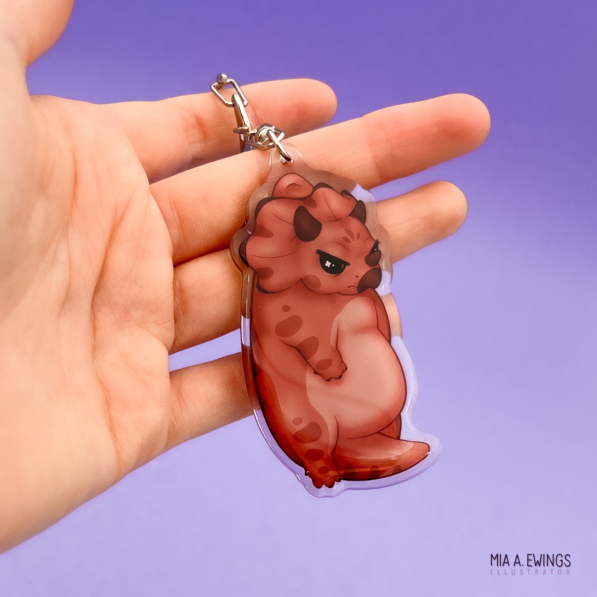 Hanging Triceratops Acrylic Keychain