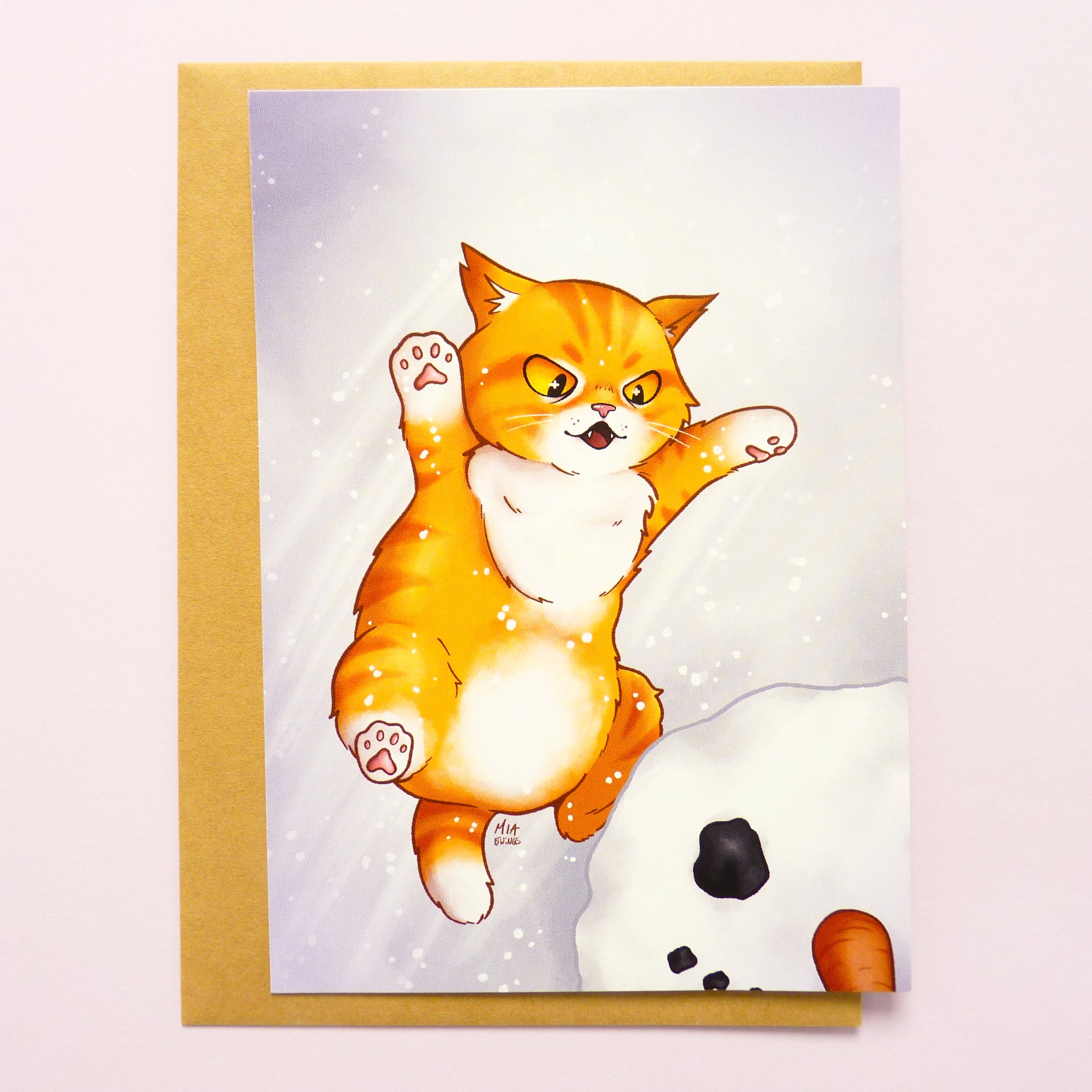 Kitten vs Snowman Postcard