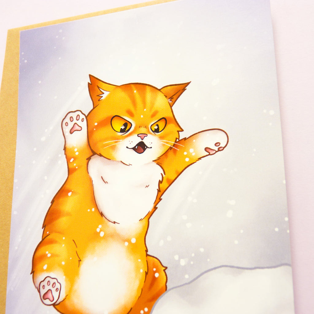 Kitten vs Snowman Postcard