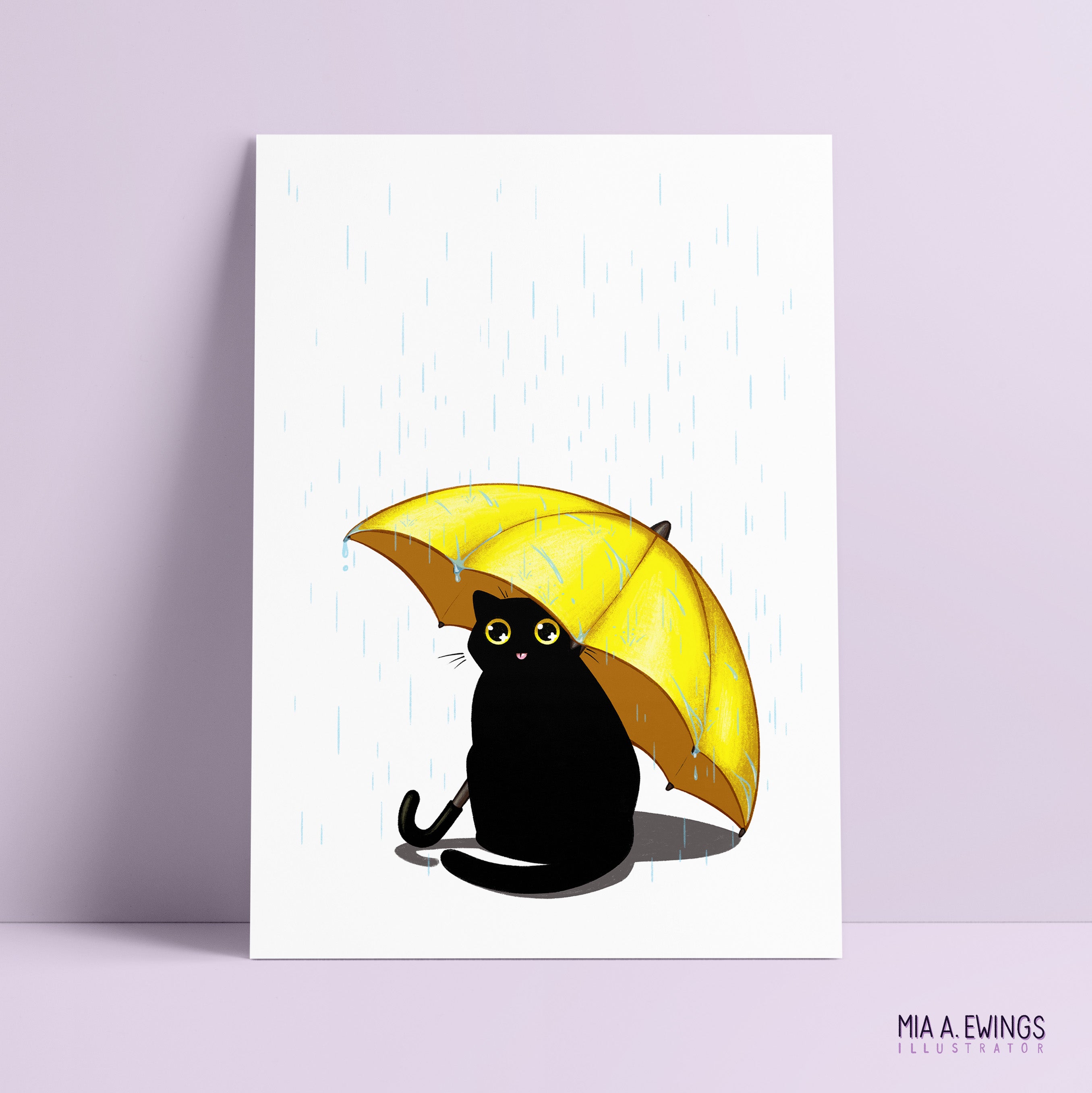 Bergen Rain Cat Print